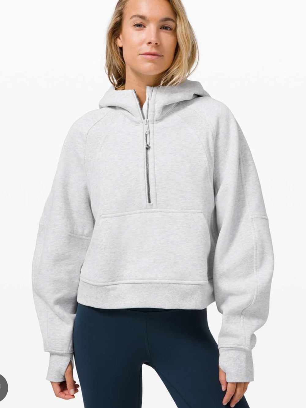 Lululemon scuba 1/4 zip hoodie sweatshirt gray crop top